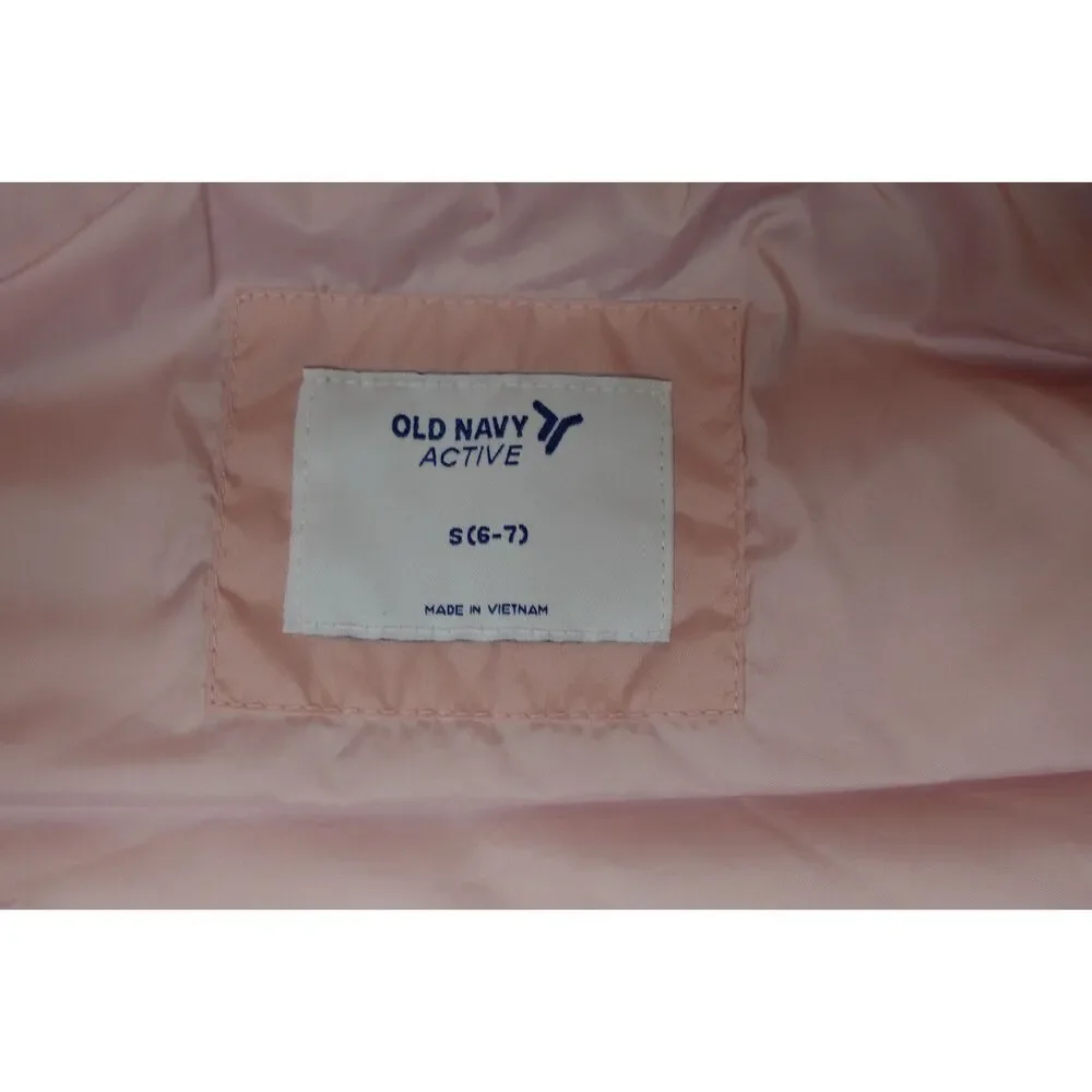 Old Navy Girls Active Puffer Vest Youth S 6-7 Pink Lightweight Full Zip